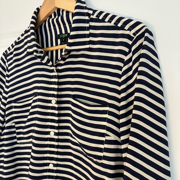 J Crew Striped Silk Blouse - Picture 1 of 7